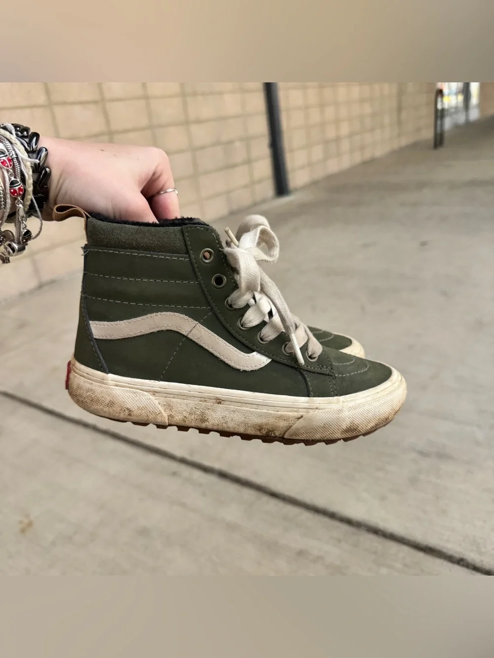 Kids Olive Green Elements High Top Vans